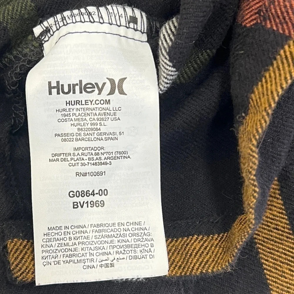 ☀️ HURLEY BUTTON UP FLANNEL SHIRT | XL #FML130013 - Picture 6 of 7